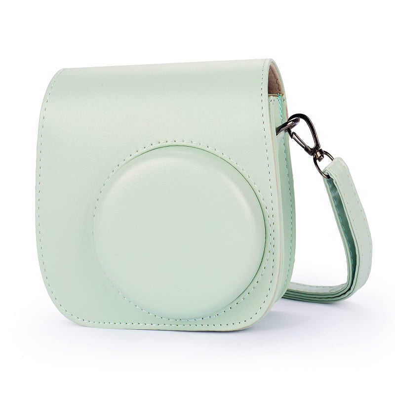 Phetium Instant mini 12 Camera Protective Case Compatible with Instax Mini 12 11,PU Leather Bag with Pocket and Adjustable Shoulder Strap (Cloud Green) - Image 1