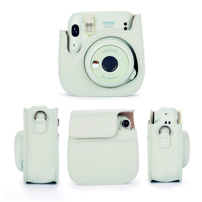 Phetium Instant mini 12 Camera Protective Case Compatible with Instax Mini 12 11,PU Leather Bag with Pocket and Adjustable Shoulder Strap (Cloud Green) - Image 2