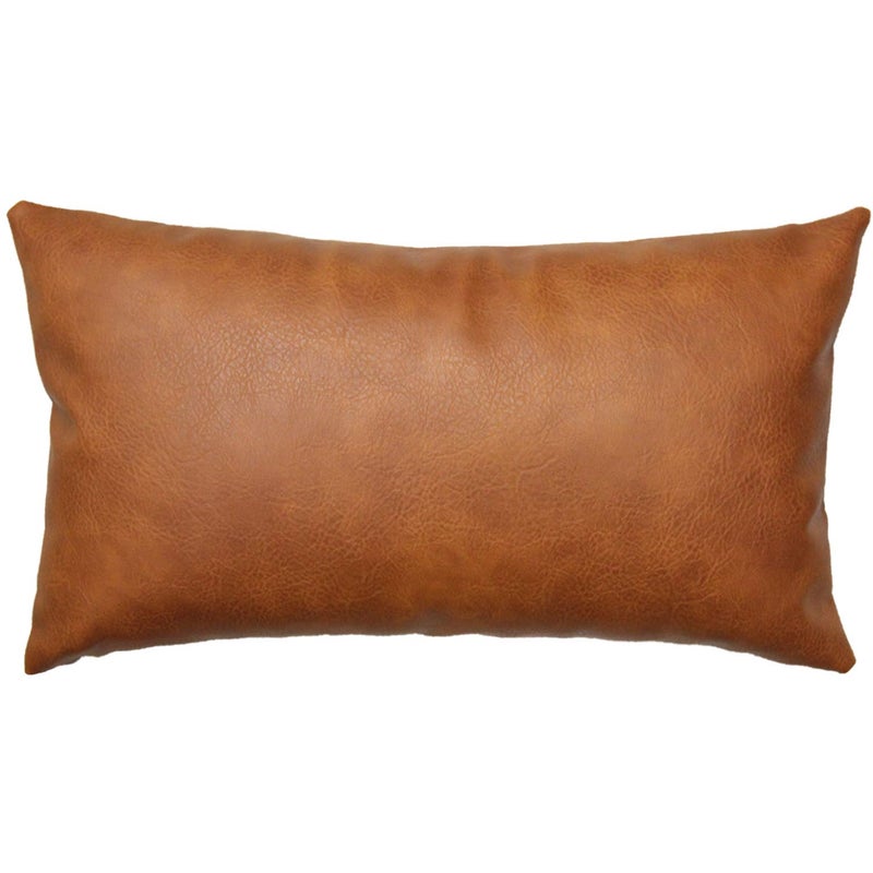 JOJUSIS Modern Leather Throw Pillow Cover for Couch Sofa Bed 12 x 20 Inch 100 Faux Leather Orange Brown
