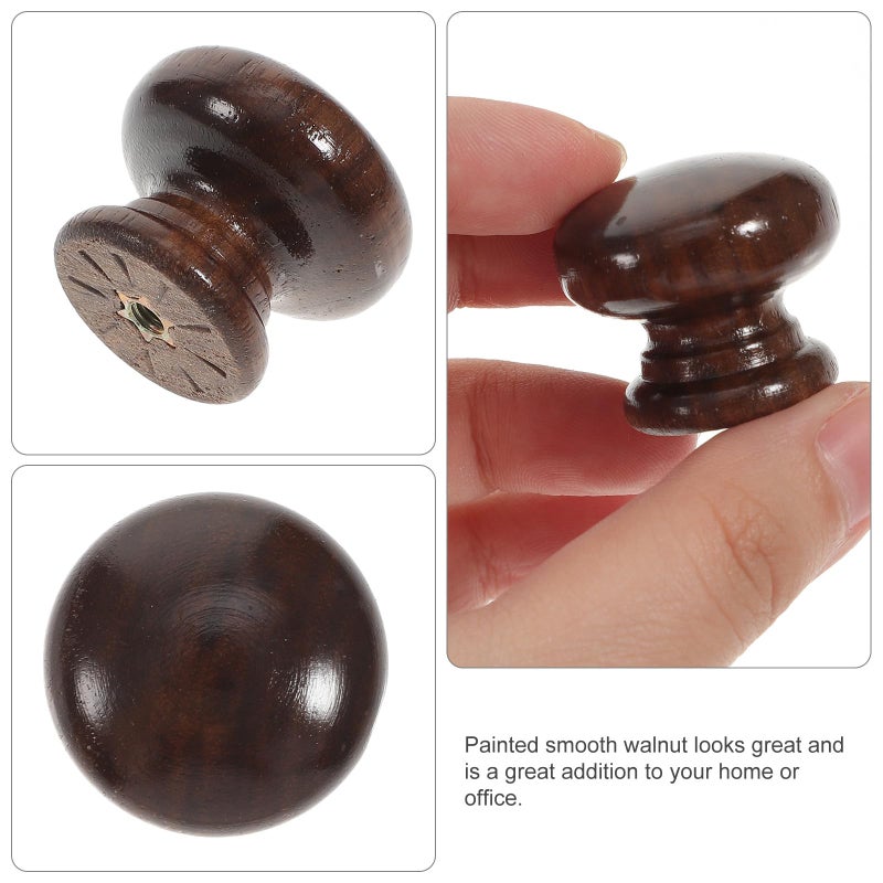Black Walnut Wood Cabinet Handles 5 Pieces Single Hole 30x25mm Kitchen Door Pulls - Image 4