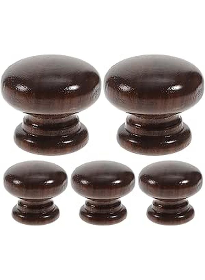 Black Walnut Wood Cabinet Handles 5 Pieces Single Hole 30x25mm Kitchen Door Pulls - Image 1