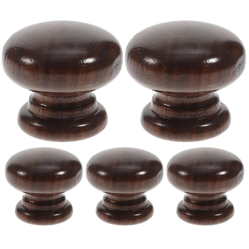 Black Walnut Wood Cabinet Handles 5 Pieces Single Hole 30x25mm Kitchen Door Pulls - Image 2