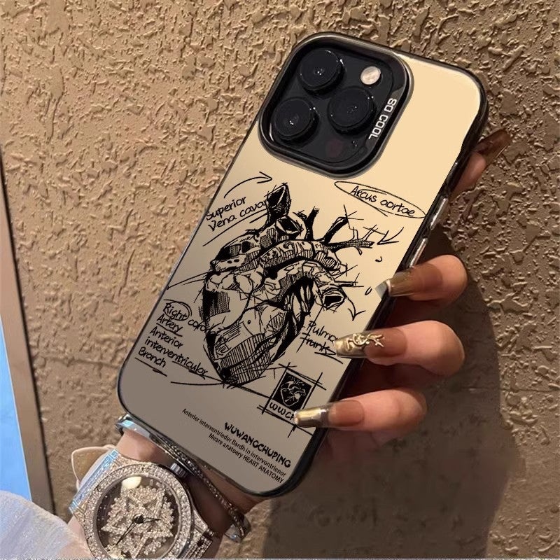 رسم القلب مناسب لشركة أبل Iphone16Promax حالة الهاتف المحمول 15 الإبداعي 14 زوج 13 غطاء واقي ضد السقوط - Image 3