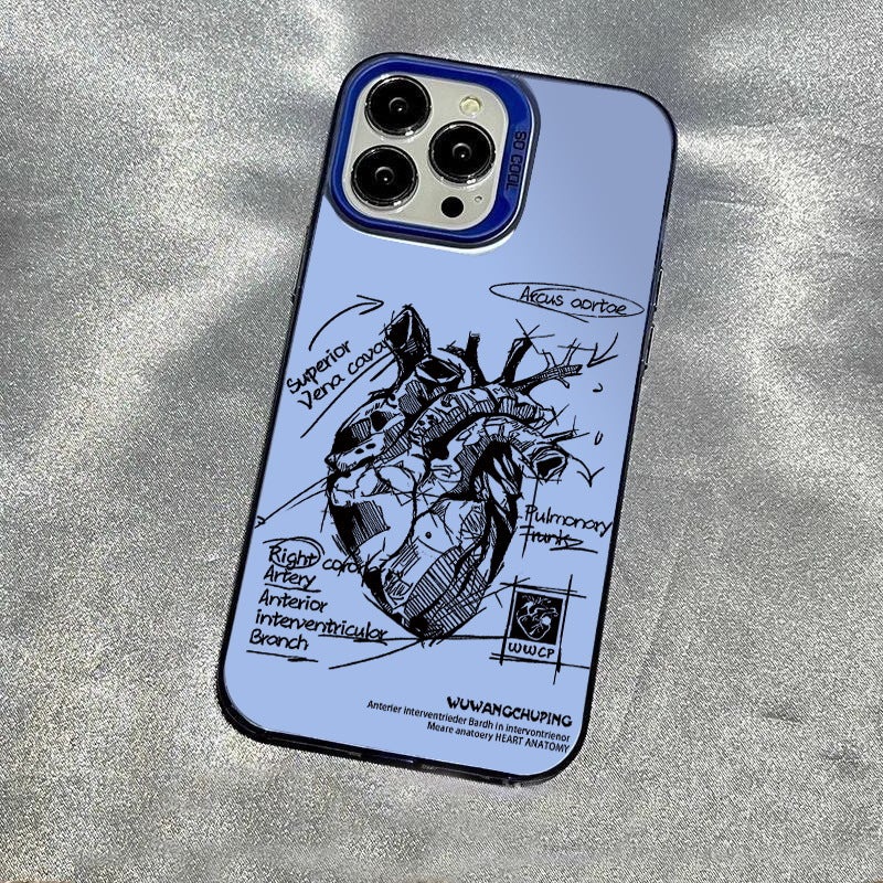 رسم القلب مناسب لشركة أبل Iphone16Promax حالة الهاتف المحمول 15 الإبداعي 14 زوج 13 غطاء واقي ضد السقوط - Image 1