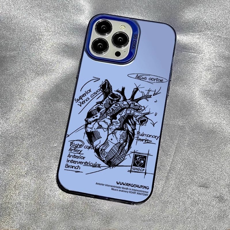 رسم القلب مناسب لشركة أبل Iphone16Promax حالة الهاتف المحمول 15 الإبداعي 14 زوج 13 غطاء واقي ضد السقوط - Image 5
