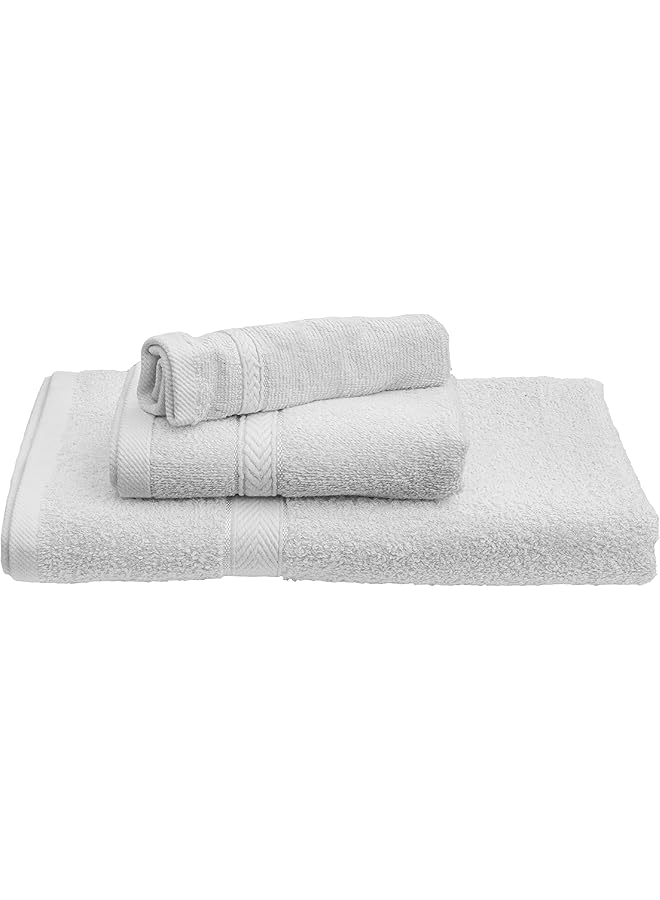 The Bros 3-Piece Towel Set - Premium Cotton Terry, Luxurious Ringspun, 480 GSM Highly Absorbent and Quick Dry for Spa-Like Comfort, 1 Bath Towel, 1 Hand Towel, 1 Face Towel, White - Image 1