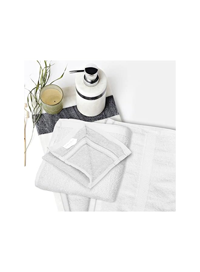 The Bros 3-Piece Towel Set - Premium Cotton Terry, Luxurious Ringspun, 480 GSM Highly Absorbent and Quick Dry for Spa-Like Comfort, 1 Bath Towel, 1 Hand Towel, 1 Face Towel, White - Image 3