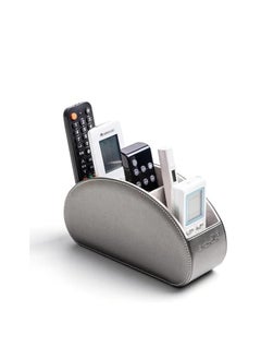 بيوينتي Liying Remote Control Holder with 5 Compartments - PU Leather Remote Caddy Desktop Organizer Store TV, DVD, Blu-Ray, Media Player, Heater Controllers, (Grey)  - Image 1