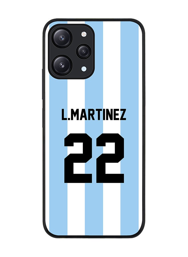 Stylizedd Rugged Black edge case for Xiaomi Redmi 12 4G, Slim fit Soft Case Flexible Rubber Edges Anti Drop TPU Gel Thin Cover -  Football Team - Argentina, Player Name - L.Martinez - Image 1