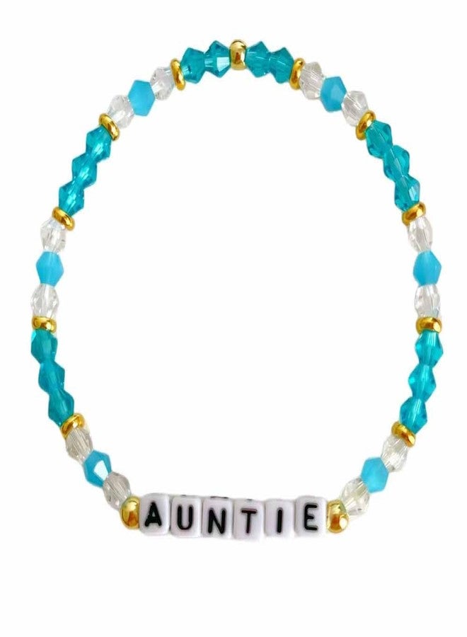 Aunt Bracelet Blue Crystal Auntie Beaded Bracelet Jewelry Gifts for Aunt Birthday Gifts for Auntie