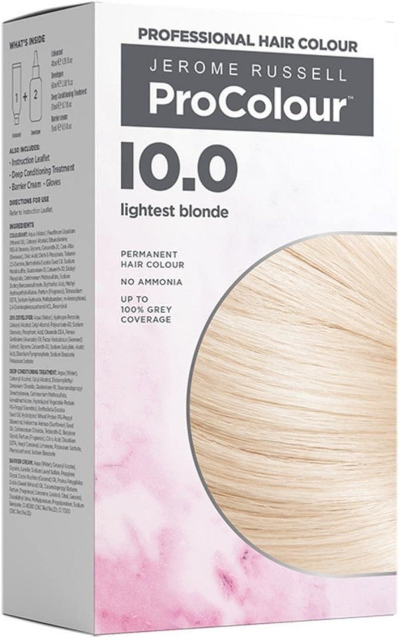 Jerome Russell ProColour Lightest Blonde 100 Permanent Hair Colour Ammonia Free Hair Dye for Full Grey Coverage Shine Colour Retention with Brazil Nut Oil