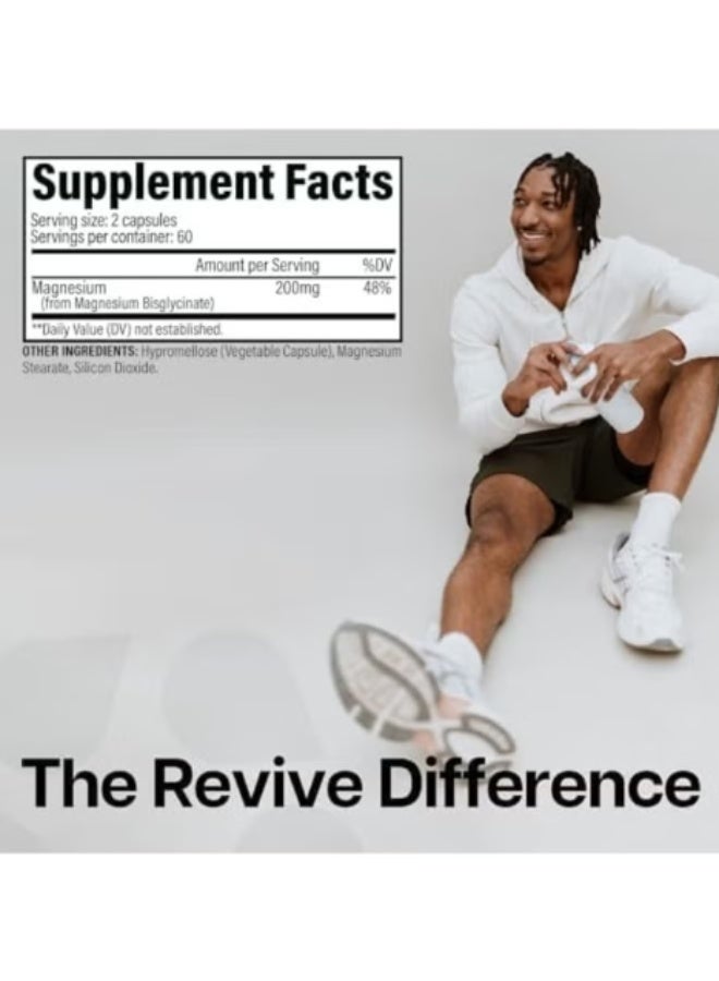 Revive Magnesium Glycinate, Nervous System and Musculoskeletal Support  120caps - Image 3