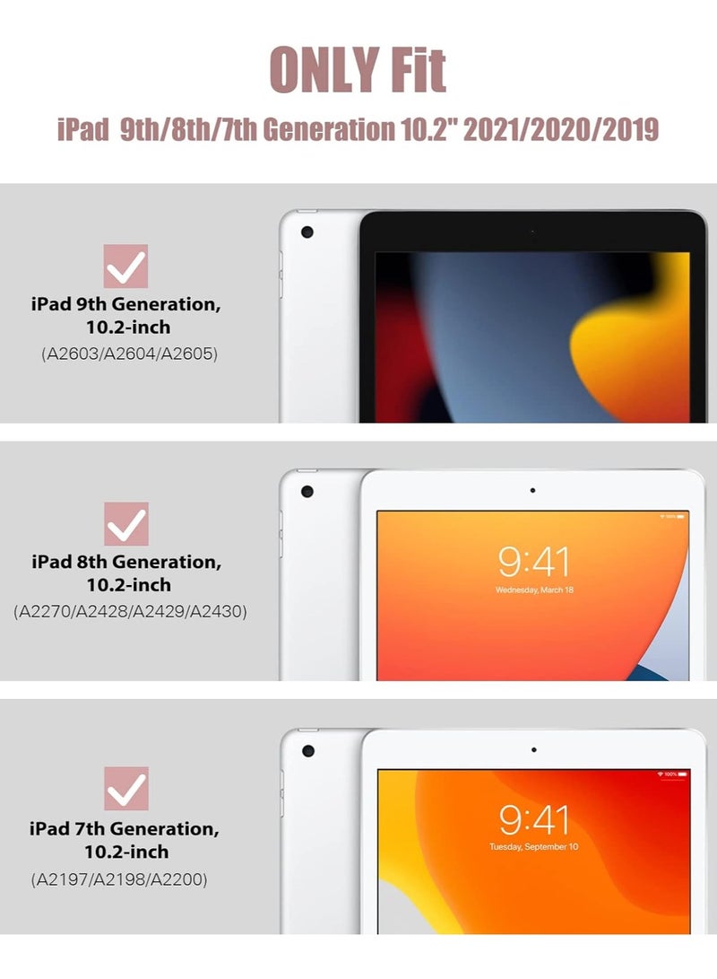 DUSALA Case for iPad 9th Generation 2021/iPad 8th Generation 2020/iPad 7th Generation 2019 10.2 inch with Pencil Holder, Slim Protective Cover with Clear Back Shell, Auto Wake/Sleep, (Pink) - Image 2