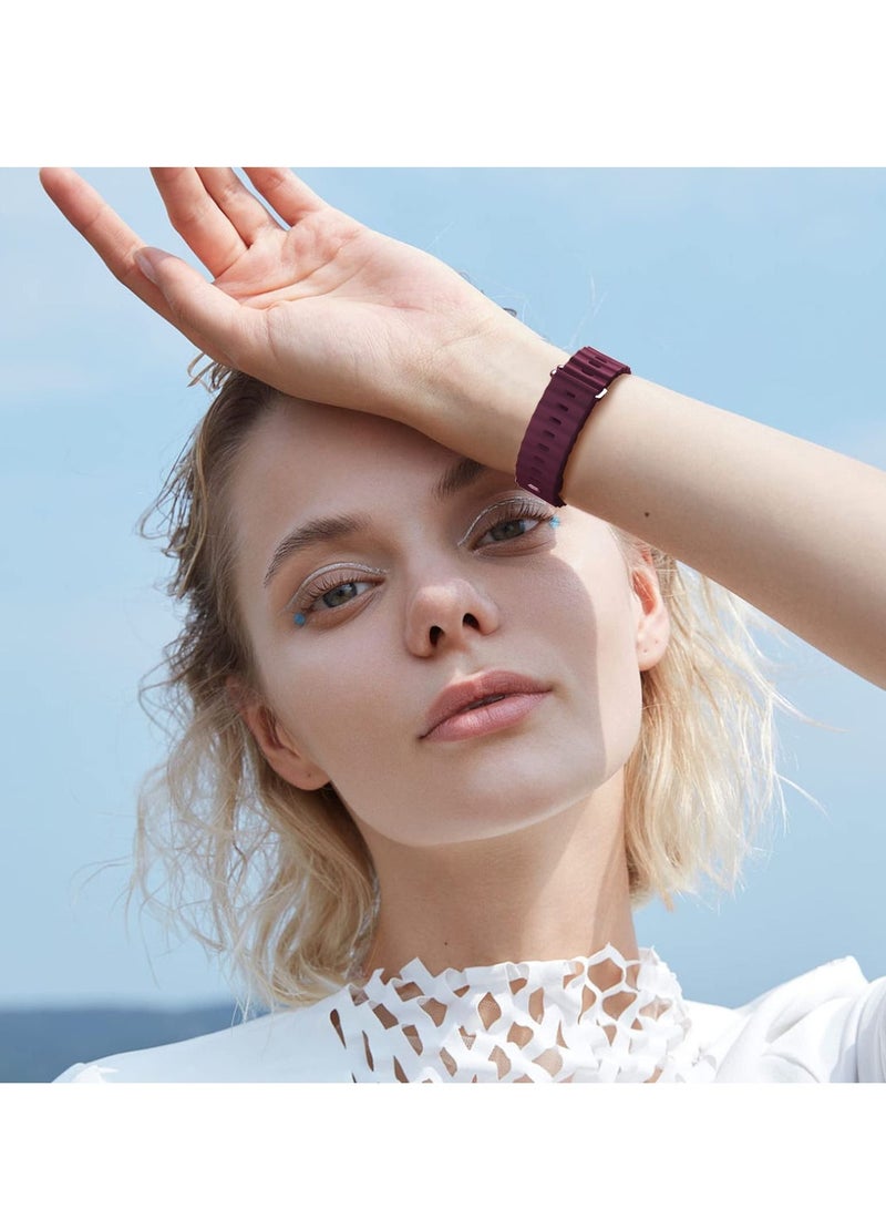 Ocean Band Compatible with Apple Watch Band 49mm 45mm 44mm 42mm Women Men Breathable Waterproof soft Silicone Sport Strap for Watch Apple Watch Ultra SE Series 8 7 6 5 4 _Wine Red  - Image 5