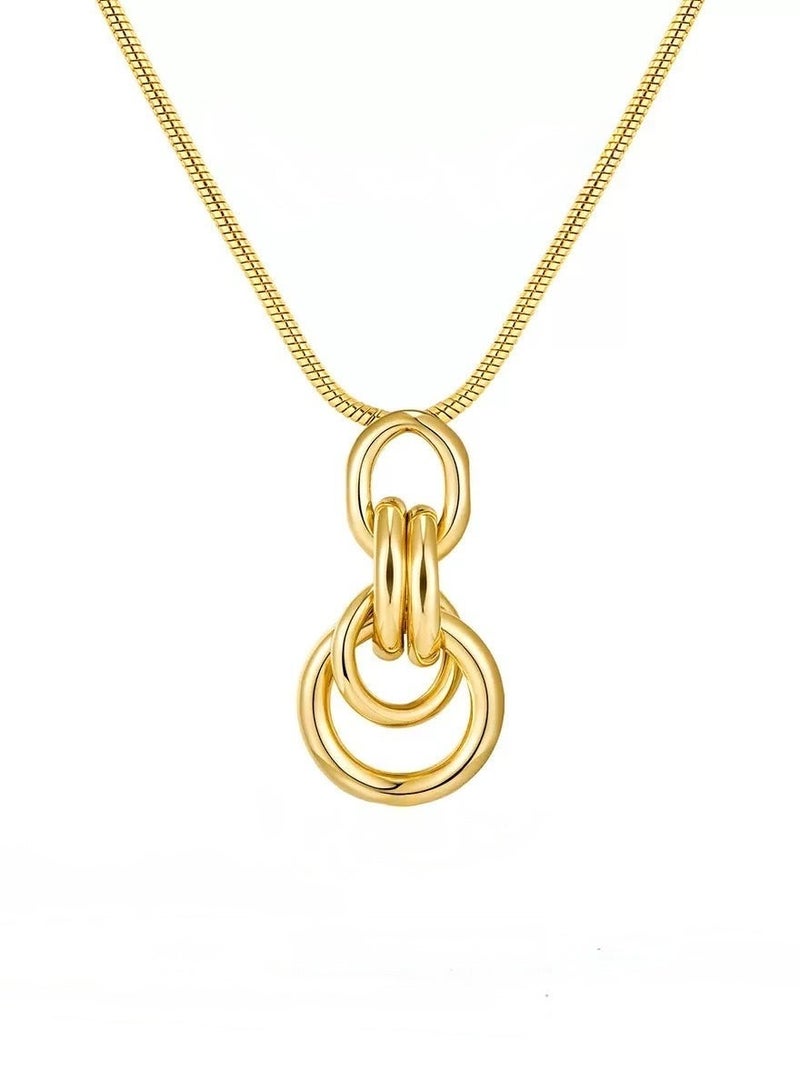 Field 24k gold planted necklace Premium Irregular Luxury Creative Gold Geometric Twisted Polygon Circle Necklace necklace for ladies - Image 1