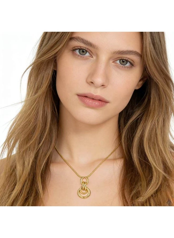 Field 24k gold planted necklace Premium Irregular Luxury Creative Gold Geometric Twisted Polygon Circle Necklace necklace for ladies - Image 4