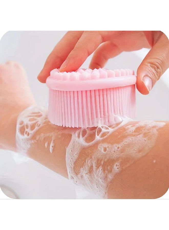 Pink Shower Brush Silicone Body Scrubber For Sensitive Skin Good Foam Long Lasting - Image 5