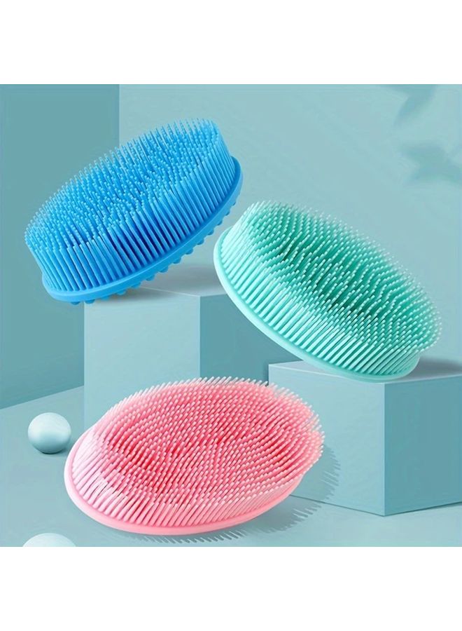 Pink Shower Brush Silicone Body Scrubber For Sensitive Skin Good Foam Long Lasting - Image 1