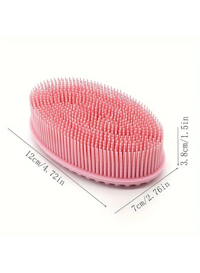 Pink Shower Brush Silicone Body Scrubber For Sensitive Skin Good Foam Long Lasting - Image 3