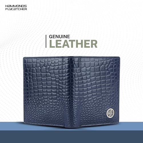 HAMMONDS FLYCATCHER Wallet for Men Leather Original, Mens Wallet, Leather Wallets for Men Stylish, Bi-Fold Wallets for Man, 3 Card Slots, 2 ID Slots, Coin Pocket, Gift for Mens - Croc Blue - Image 2