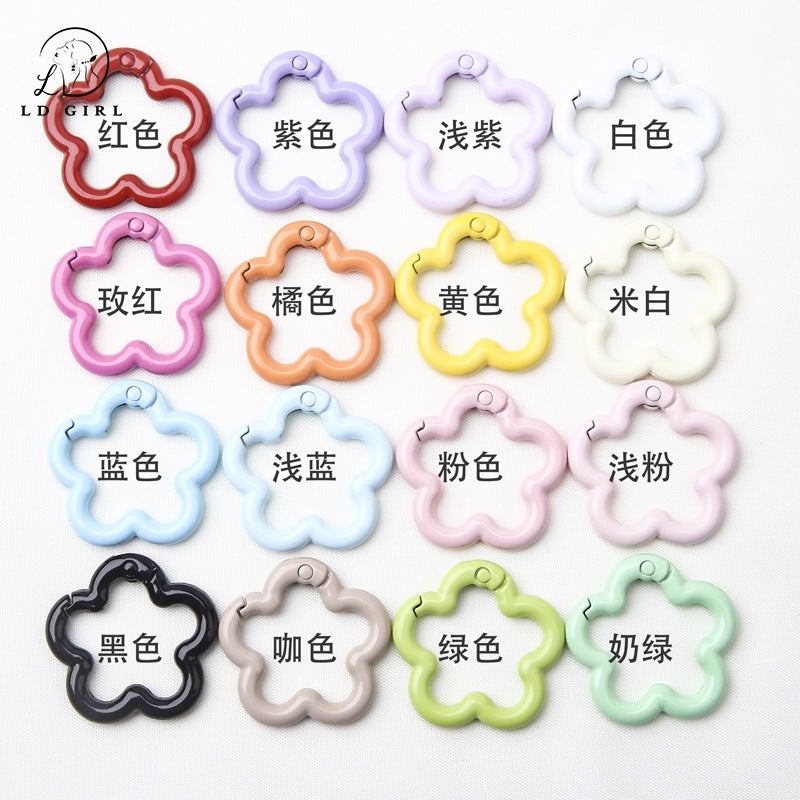 Color Paint Big Flower Spring Buckle Diy Key Chain Mobile Phone Chain Alloy Jewelry Accessories Package Hanging Connection Ring - Image 4