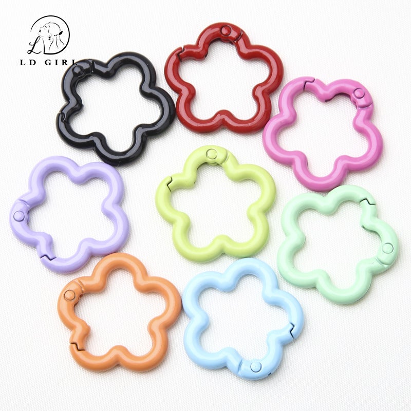 Color Paint Big Flower Spring Buckle Diy Key Chain Mobile Phone Chain Alloy Jewelry Accessories Package Hanging Connection Ring - Image 2