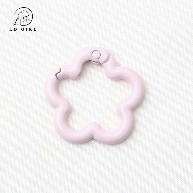 Color Paint Big Flower Spring Buckle Diy Key Chain Mobile Phone Chain Alloy Jewelry Accessories Package Hanging Connection Ring - Image 1