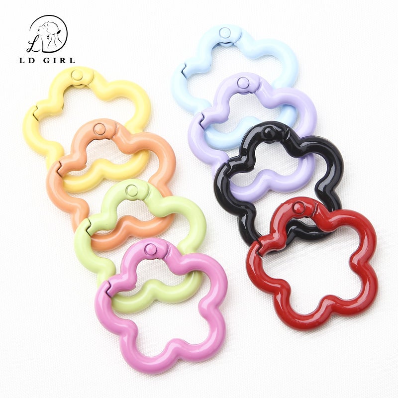 Color Paint Big Flower Spring Buckle Diy Key Chain Mobile Phone Chain Alloy Jewelry Accessories Package Hanging Connection Ring - Image 3