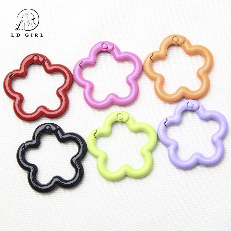 Color Paint Big Flower Spring Buckle Diy Key Chain Mobile Phone Chain Alloy Jewelry Accessories Package Hanging Connection Ring - Image 5