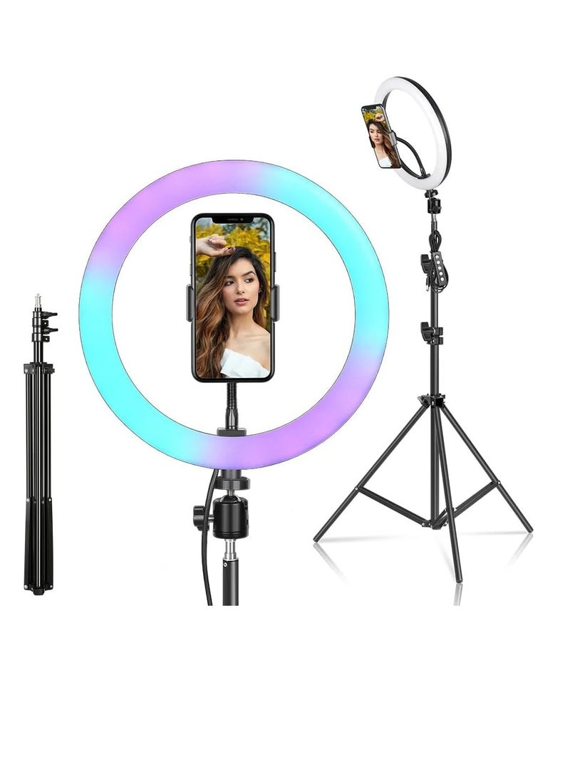 Xria Mj-33 13Inch RGB LED Ring Light Selfie Ring Lamp With Tripod Stand USB Plug For YouTube Live Makeup Photography - Image 1