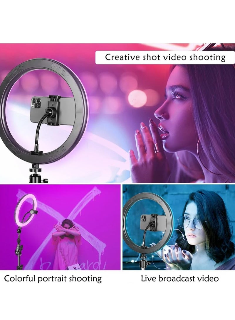 Xria Mj-33 13Inch RGB LED Ring Light Selfie Ring Lamp With Tripod Stand USB Plug For YouTube Live Makeup Photography - Image 2