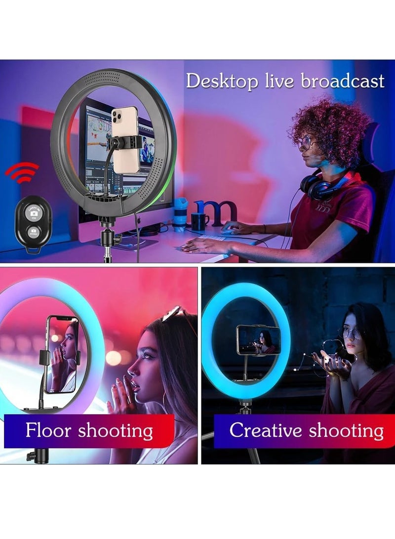 Xria Mj-33 13Inch RGB LED Ring Light Selfie Ring Lamp With Tripod Stand USB Plug For YouTube Live Makeup Photography - Image 3