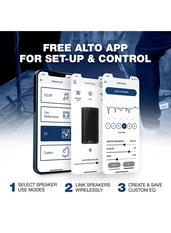 Alto Professional Alto Professional TS412 - 2500W 12" Powered PA Speaker with 3 Channel Mixer, Bluetooth Streaming, Wireless Loudspeaker linking, DSP and Alto App  - Image 2
