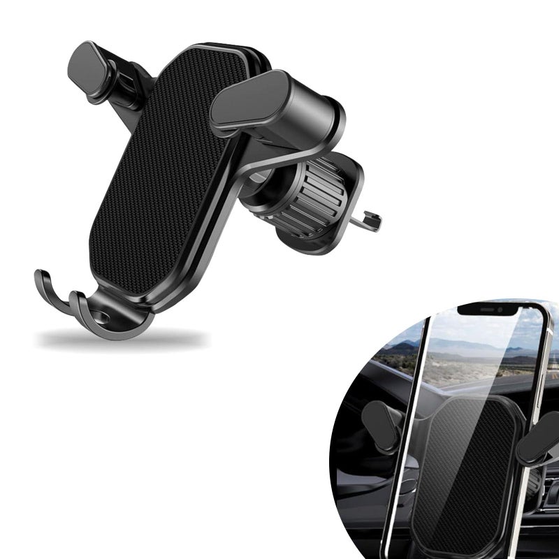 1 PC Car Mobile Phone Holder, Snap-on Adjustable Air Conditioning Outlet Inverted Hook Anti-Shake Navigation Base, Practical Portable Accessories, Compatible with Most Car Models (Black)
