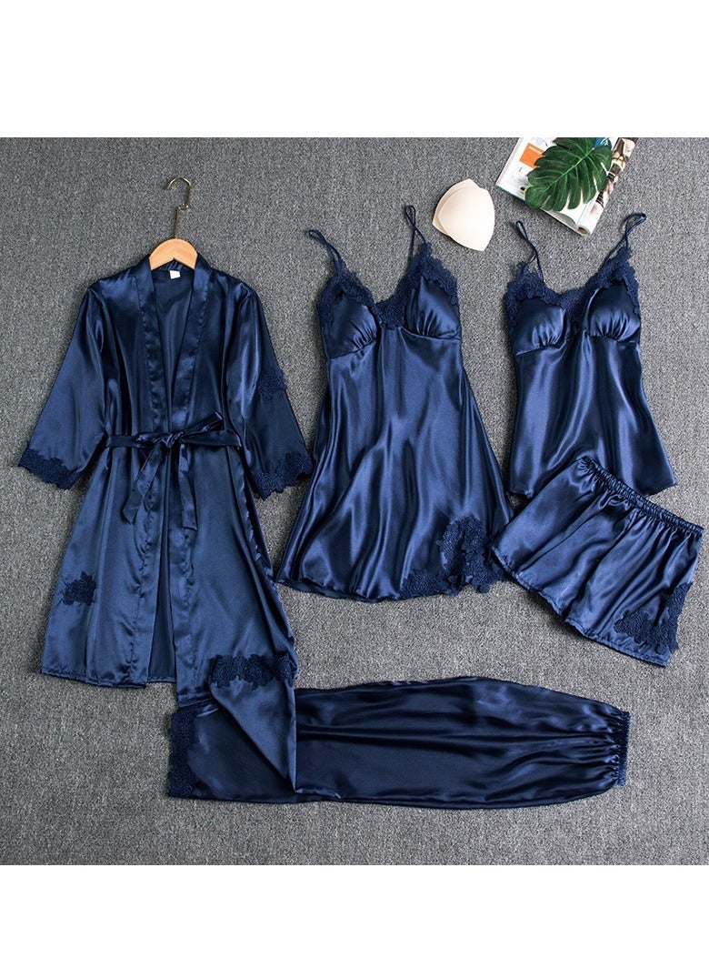 KUYING New Five Piece Lce Silk Pajamas 