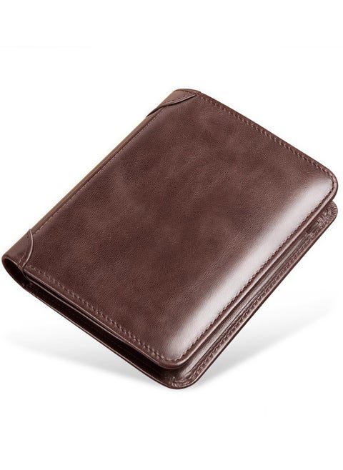 Men's genuine leather wallet, wallet driver's license integrated card holder multi-function wallet, simple design, card slot and wallet, durable, multi-card capacity