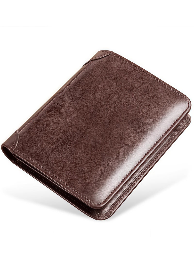 Men's genuine leather wallet, wallet driver's license integrated card holder multi-function wallet, simple design, card slot and wallet, durable, multi-card capacity