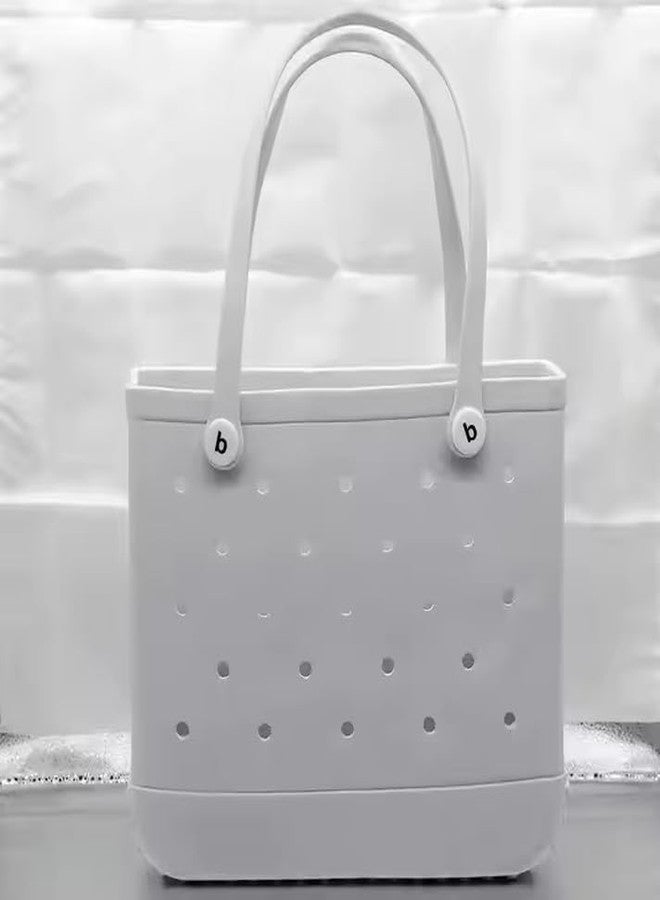 Stavae Beach Tote Bag Waterproof Open Hole Beach Basket Bag for Boat Outdoor Summer 38cmx32cmx13cm (GY) - Image 3
