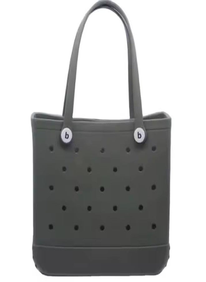 Stavae Beach Tote Bag Waterproof Open Hole Beach Basket Bag for Boat Outdoor Summer 38cmx32cmx13cm (GY) - Image 1