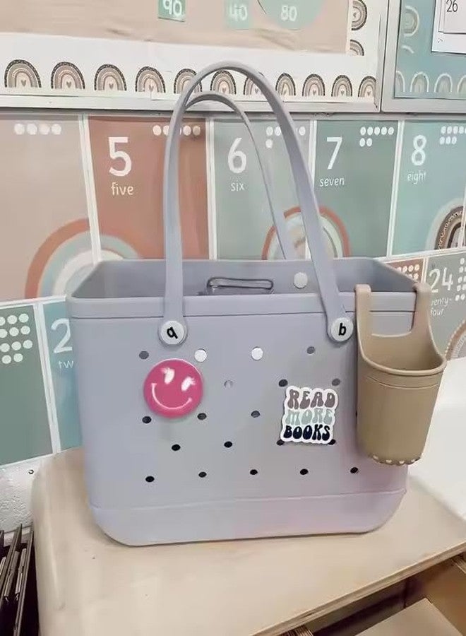 Stavae Beach Tote Bag Waterproof Open Hole Beach Basket Bag for Boat Outdoor Summer 38cmx32cmx13cm (GY) - Image 4