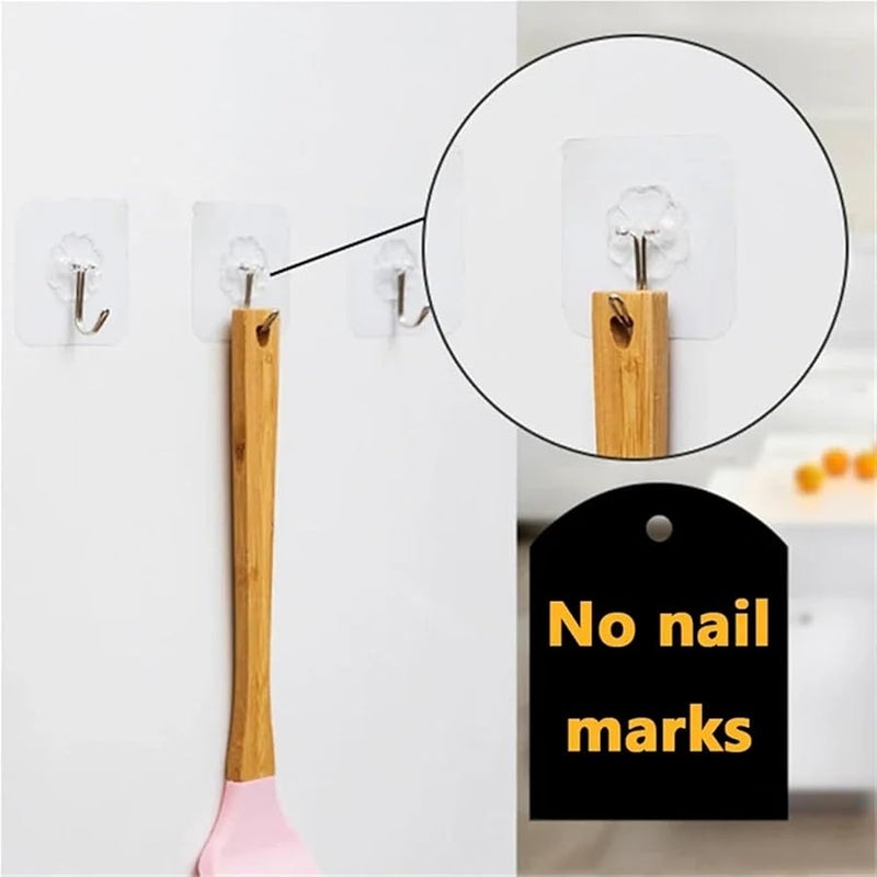 Transparent Self Adhesive Wall Hooks 20pcs Strong Bathroom Kitchen Organizer Rack - Image 5