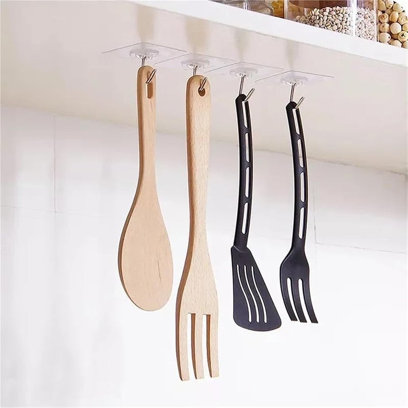 Transparent Self Adhesive Wall Hooks 20pcs Strong Bathroom Kitchen Organizer Rack - Image 4