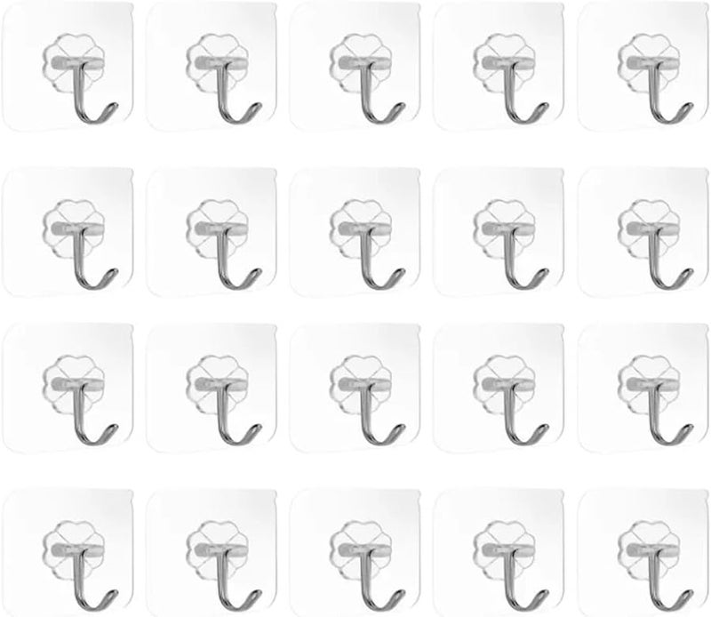 Transparent Self Adhesive Wall Hooks 20pcs Strong Bathroom Kitchen Organizer Rack - Image 1