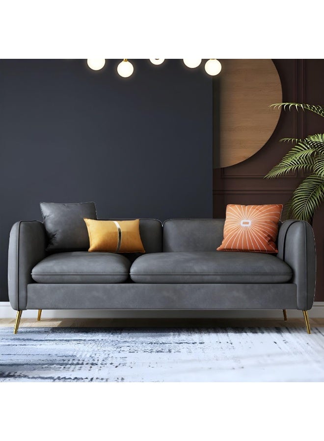 Ripple FURNITURE UAE Homes Modern Faux Leather Sofa, 3 Seater, Dark Grey - Image 1