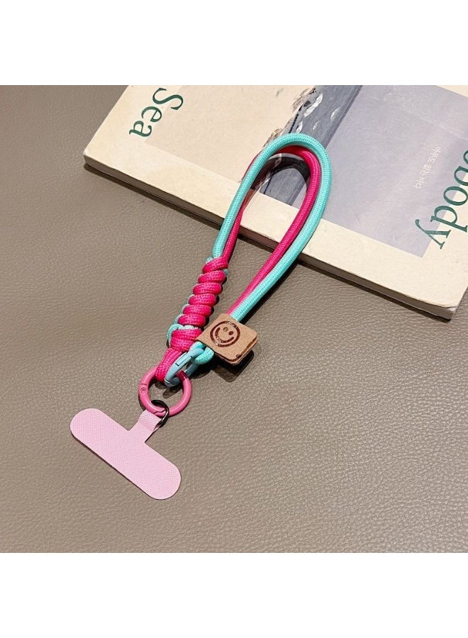 NIBEMINENT Beaded Phone Lanyard, Anti Lost Removable Wrist Strap, Chain-link Braided Rope Bracelet Pendant, Phone Keychain Lanyard,Pinkish Green - Image 1
