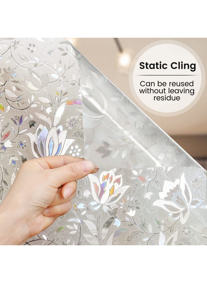 Rabbitgoo rabbitgoo Window Privacy Film, Decorative Stained Glass Window Film, Sun Blocking Glass Clings, Renter-Friendly Static Cling Frosted Sticker Covering for Home Door, Rainbow Tulip 23.6" x 78.7"  - Image 4