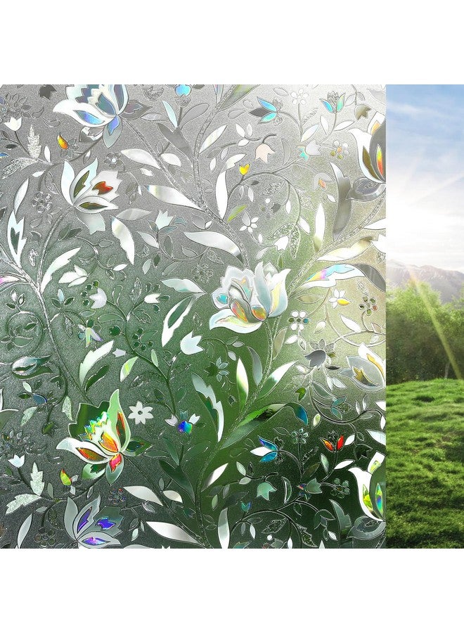 Rabbitgoo rabbitgoo Window Privacy Film, Decorative Stained Glass Window Film, Sun Blocking Glass Clings, Renter-Friendly Static Cling Frosted Sticker Covering for Home Door, Rainbow Tulip 23.6" x 78.7"  - Image 1