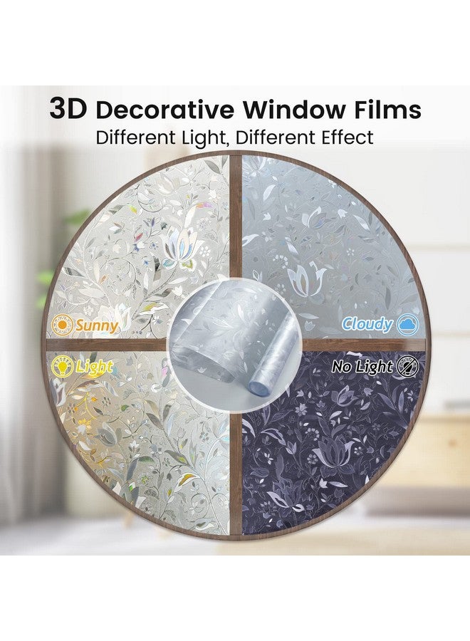 Rabbitgoo rabbitgoo Window Privacy Film, Decorative Stained Glass Window Film, Sun Blocking Glass Clings, Renter-Friendly Static Cling Frosted Sticker Covering for Home Door, Rainbow Tulip 23.6" x 78.7"  - Image 3