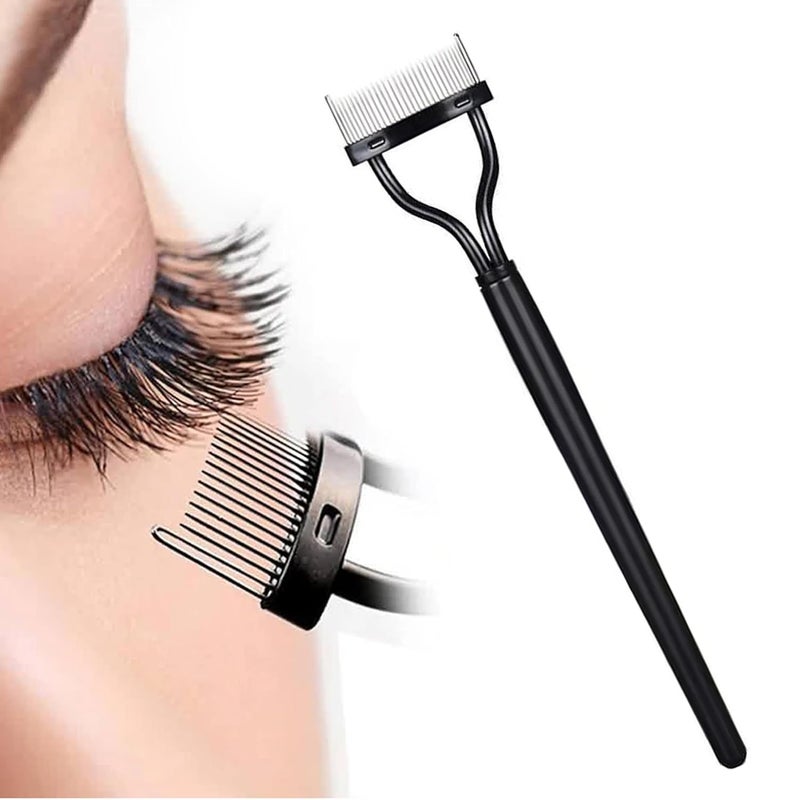 Homeaura Professional Eyelash Comb Stainless Steel Needle Mascara Guide Applicator Eyebrow Brush Curler Cosmetic Tool Black - Image 1