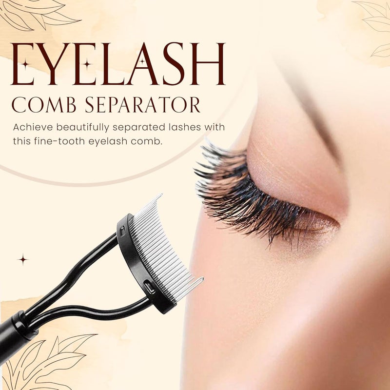 Homeaura Professional Eyelash Comb Stainless Steel Needle Mascara Guide Applicator Eyebrow Brush Curler Cosmetic Tool Black - Image 2